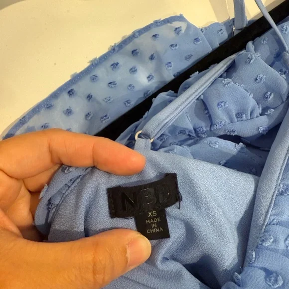 NBD Blue Ruffle Mini Dress - Picture 5 of 6